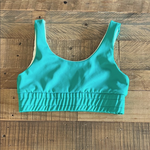 2 tone green and cream inside 5 Dance Wear top.  Size Youth XL. - Picture 1 of 4